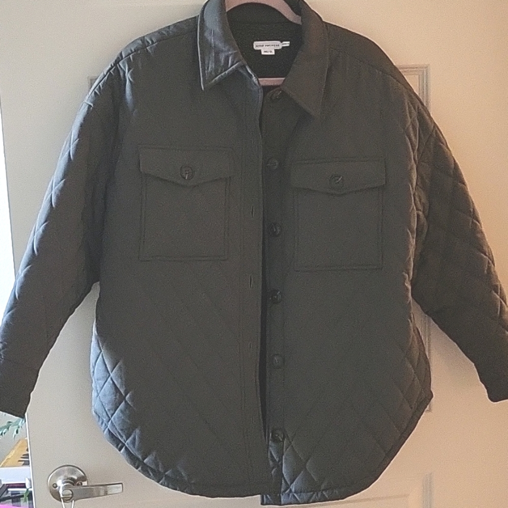 GOOD AMERICAN Quilted Faux-Sherpa Lined Shacket
